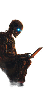 Towering Robot Typing Vinyl Car Decal Sticker – Waterproof & UV-Resistant 8"