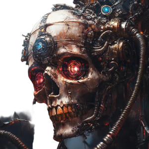 Skull Machine Portrait Vinyl Car Decal Sticker – Waterproof & UV-Resistant 8"