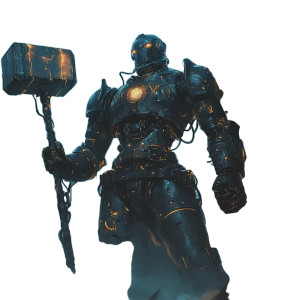 Robot With Warhammer Vinyl Car Decal Sticker – Waterproof & UV-Resistant 8" Robot With Warhammer Vinyl Car Decal Sticker – Waterproof & UV-Resistant 8"