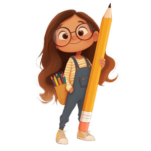 Girl With Oversized Pencil Vinyl Car Decal Sticker – Waterproof & UV-Resistant 8"