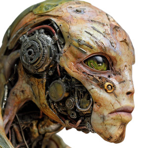 Mechanical Alien Hybrid Vinyl Car Decal Sticker – Waterproof & UV-Resistant 8"