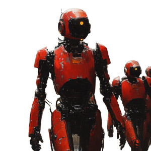 Red Robots Vinyl Car Decal Sticker – Waterproof & UV-Resistant 8"