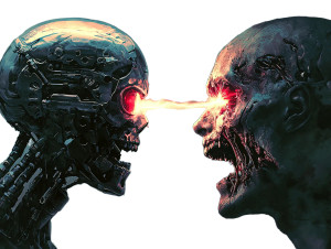 Cyborg Face-Off Vinyl Car Decal Sticker – Waterproof & UV-Resistant 8"