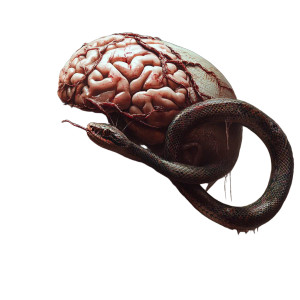 Snake Eating Brain Vinyl Car Decal Sticker – Waterproof & UV-Resistant 8"