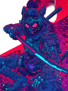 Techno Samurai Hacker Vinyl Car Decal Sticker – Waterproof & UV-Resistant 8"