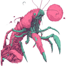 Cosmic Horror Shrimp Vinyl Car Decal Sticker – Waterproof & UV-Resistant 8"