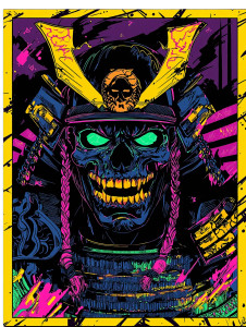 Vaporwave Samurai Vinyl Car Decal Sticker – Waterproof & UV-Resistant 8"