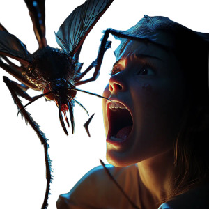 Girl Screaming Mosquito Vinyl Car Decal Sticker – Waterproof & UV-Resistant 8"