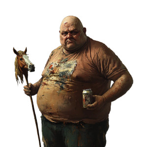 Disheveled Man With Stick Vinyl Car Decal Sticker – Waterproof & UV-Resistant 8"