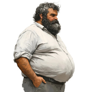 Obese Bearded Man Vinyl Car Decal Sticker – Waterproof & UV-Resistant 8"
