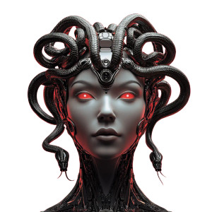 Robotic Medusa Fembot Vinyl Car Decal Sticker – Waterproof & UV-Resistant 8"