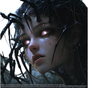 Terrifying Jorogumo Portrait Vinyl Car Decal Sticker – Waterproof & UV-Resistant 8"