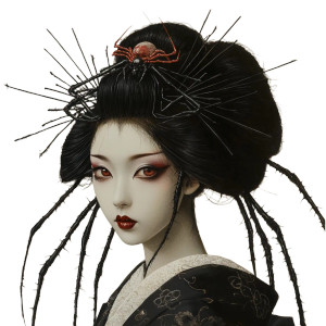 Geisha Spider Hybrid Vinyl Car Decal Sticker – Waterproof & UV-Resistant 8"