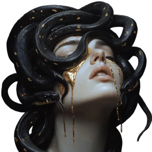 Golden Medusa Snakes Vinyl Car Decal Sticker – Waterproof & UV-Resistant 8" Golden Medusa Snakes Vinyl Car Decal Sticker – Waterproof & UV-Resistant 8"