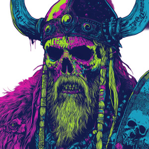 Neon Zombie Viking Vinyl Car Decal Sticker – Waterproof & UV-Resistant 8"