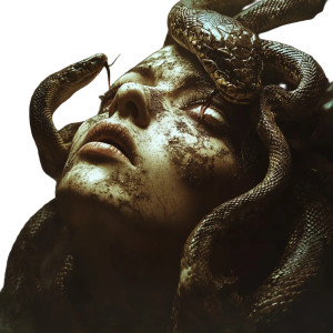 Medusa Looking Up Vinyl Car Decal Sticker – Waterproof & UV-Resistant 8"