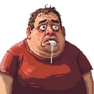 Obese 8-Bit Character Vinyl Car Decal Sticker – Waterproof & UV-Resistant 8"