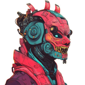 Cyberpunk Oni Mask V3 Vinyl Car Decal Sticker – Waterproof & UV-Resistant 8"