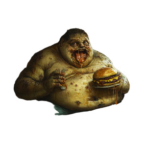 Obese Man Eating V6 Vinyl Car Decal Sticker – Waterproof & UV-Resistant 8"