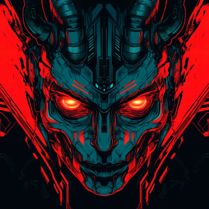 Cyberpunk Demon Face Vinyl Car Decal Sticker – Waterproof & UV-Resistant 8"