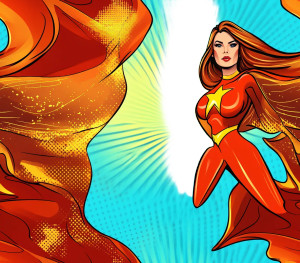 Superheroine Pop Art Vinyl Car Decal Sticker – Waterproof & UV-Resistant 8"