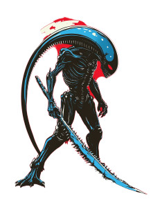 Blue Xenomorph Scythe Vinyl Car Decal Sticker – Waterproof & UV-Resistant 8"