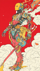 Mcsamurai Cyborg Monk Vinyl Car Decal Sticker – Waterproof & UV-Resistant 8"