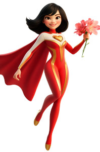 Pixar-Style Superhero Woman Vinyl Car Decal Sticker – Waterproof & UV-Resistant 8"