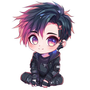 Chibi Cyberpunk Boy Vinyl Car Decal Sticker – Waterproof & UV-Resistant 8"