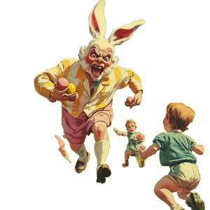 Easter Bunny Scare Vinyl Car Decal Sticker – Waterproof & UV-Resistant 8"