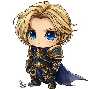 Anduin Chibi Vinyl Car Decal Sticker – Waterproof & UV-Resistant 8"