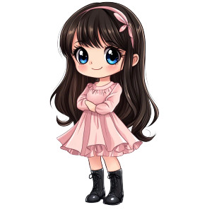 Chibi Girl With Bow Vinyl Car Decal Sticker – Waterproof & UV-Resistant 8"