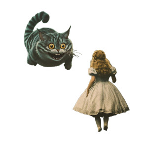 Alice Meets Cheshire Cat Vinyl Car Decal Sticker – Waterproof & UV-Resistant 8"