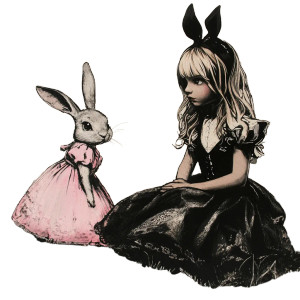 Alice And Rabbit V4 Vinyl Car Decal Sticker – Waterproof & UV-Resistant 8"
