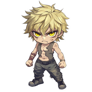 Chibi Blonde Warrior Vinyl Car Decal Sticker – Waterproof & UV-Resistant 8"