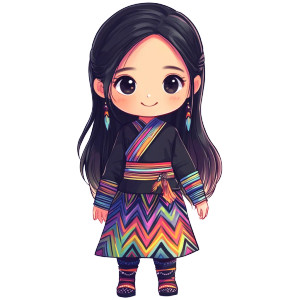 Hmong Girl Traditional Vinyl Car Decal Sticker – Waterproof & UV-Resistant 8"