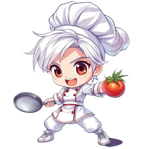 Chibi Chef Boy Vinyl Car Decal Sticker – Waterproof & UV-Resistant 8"