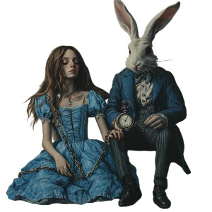 Chained Alice & Rabbit Vinyl Car Decal Sticker – Waterproof & UV-Resistant 8"