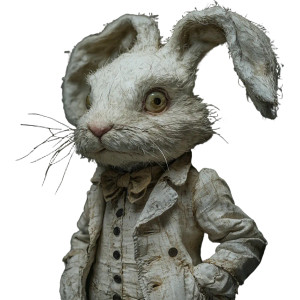 Distorted White Rabbit Vinyl Car Decal Sticker – Waterproof & UV-Resistant 8"