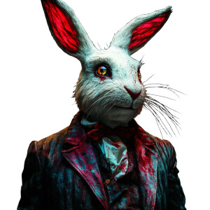 Ominous White Rabbit Vinyl Car Decal Sticker – Waterproof & UV-Resistant 8"