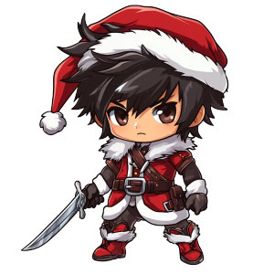 Chibi Archer Santa Vinyl Car Decal Sticker – Waterproof & UV-Resistant 8"
