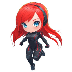 Chibi Cyberpunk Girl Vinyl Car Decal Sticker – Waterproof & UV-Resistant 8"