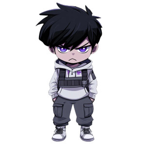 Angry Chibi Boy Vinyl Car Decal Sticker – Waterproof & UV-Resistant 8"