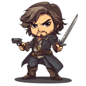 Chibi Duelist Vinyl Car Decal Sticker – Waterproof & UV-Resistant 8"