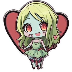 Chibi Zombie Waifu Vinyl Car Decal Sticker – Waterproof & UV-Resistant 8"