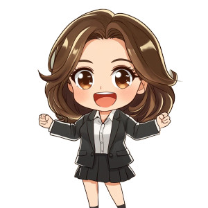 Chibi Office Woman Vinyl Car Decal Sticker – Waterproof & UV-Resistant 8"