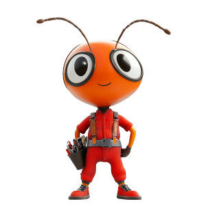 Red Work Ant Vinyl Car Decal Sticker – Waterproof & UV-Resistant 8"