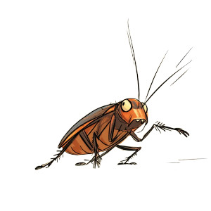 Beaten Cartoon Cockroach Vinyl Car Decal Sticker – Waterproof & UV-Resistant 8"