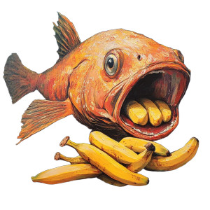 Greedy Fish Bananas Vinyl Car Decal Sticker – Waterproof & UV-Resistant 8"