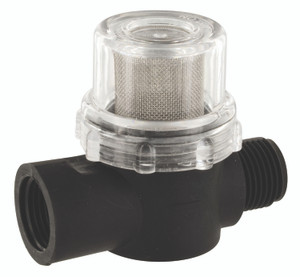 Valterra HydroMAX Pump P25201 Fresh Water Pump Strainer | Mesh Screen, Transparent Bowl, Easy Cleaning, Stainless Steel, 1/2" NPT